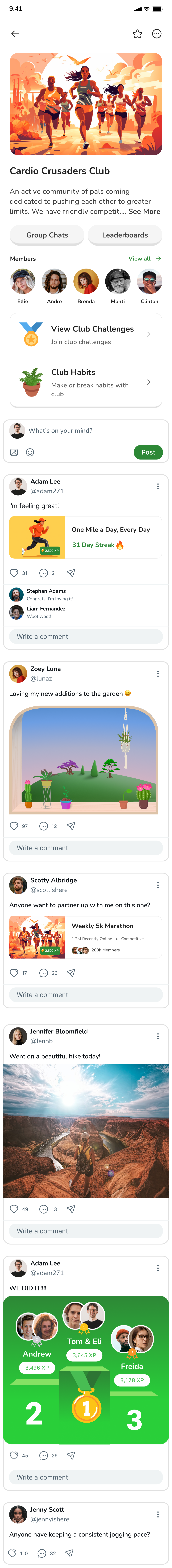 A club page, top to bottom
