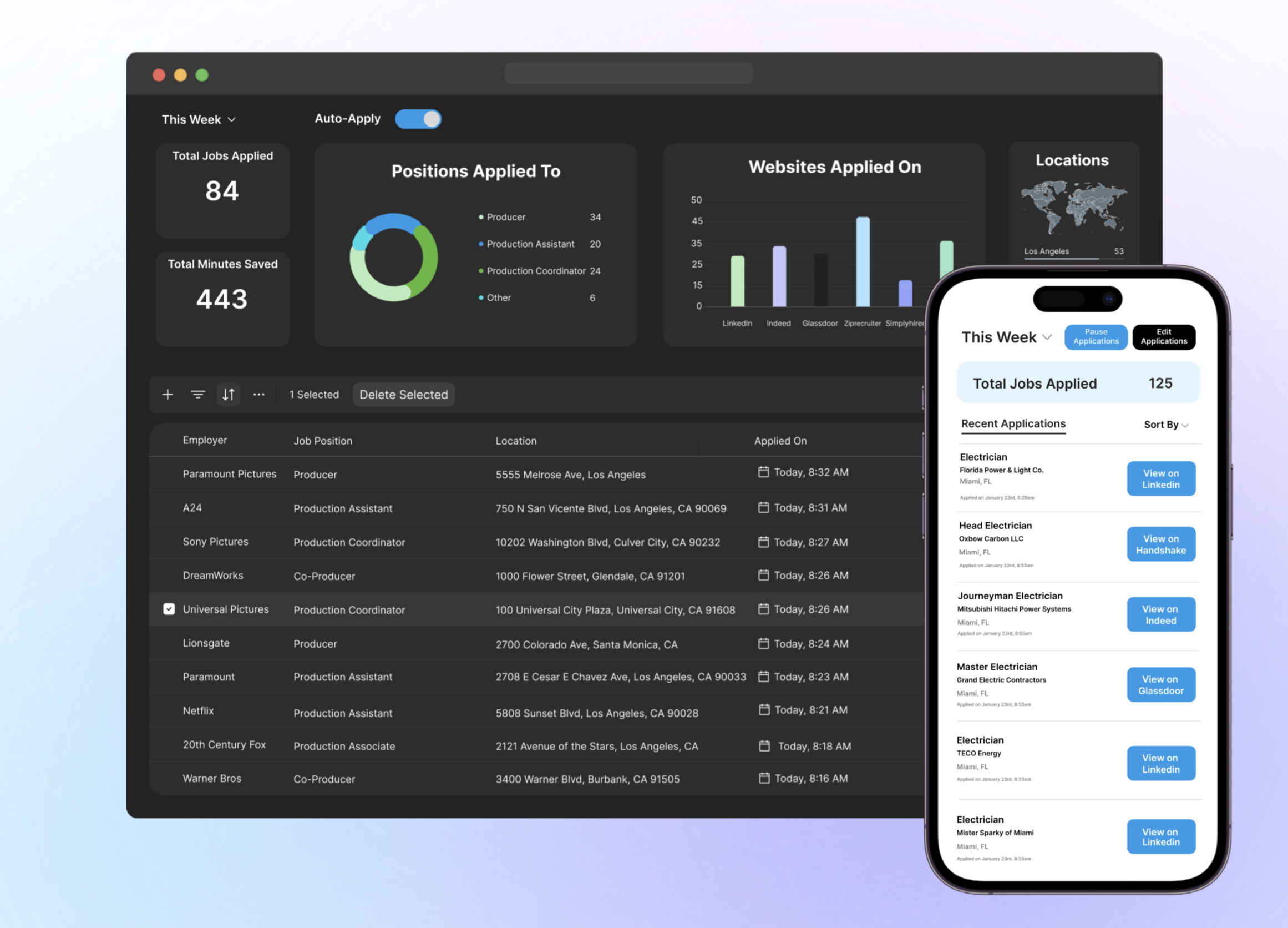 Job Stormer dashboard on desktop and mobile