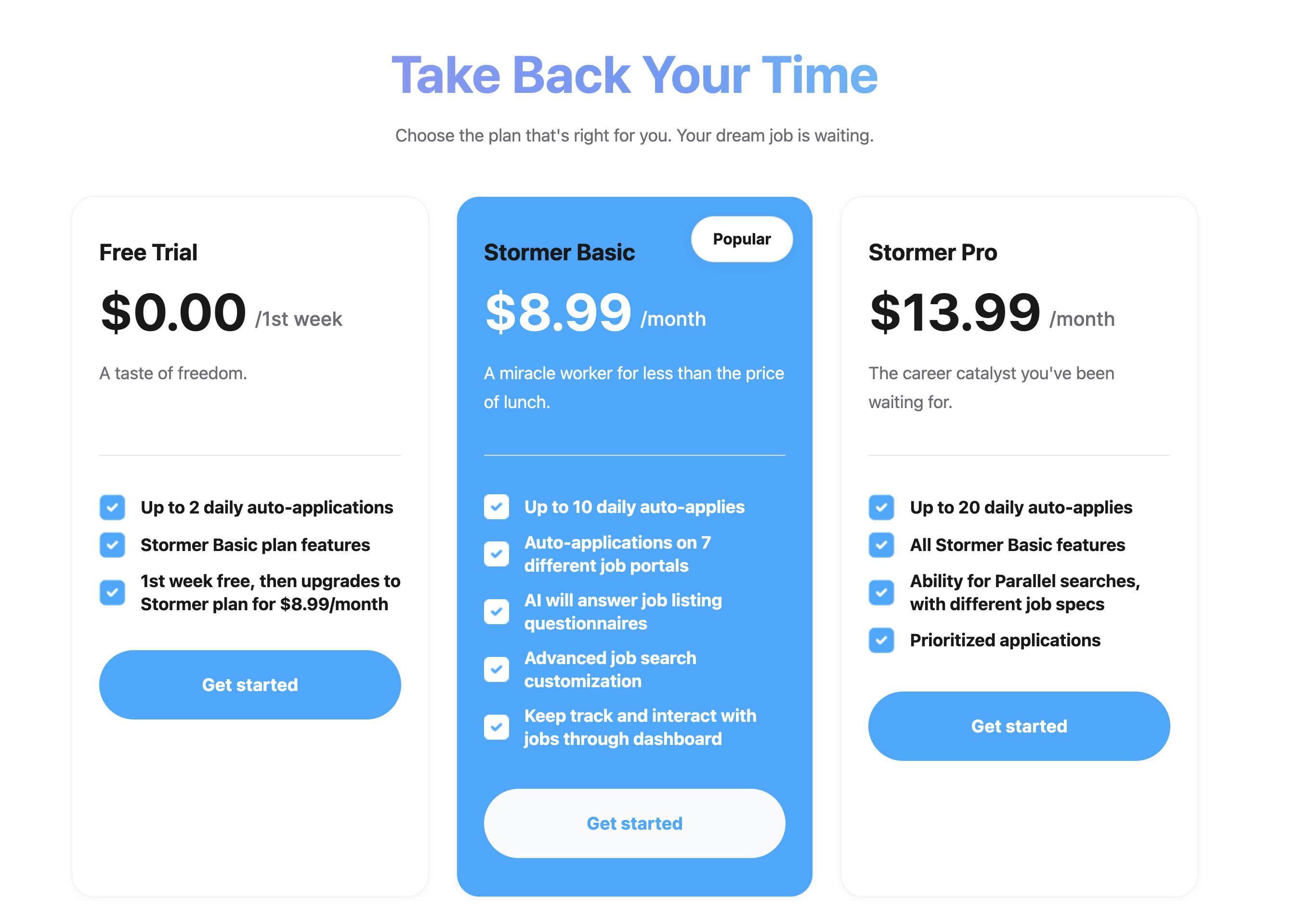 Job Stormer pricing